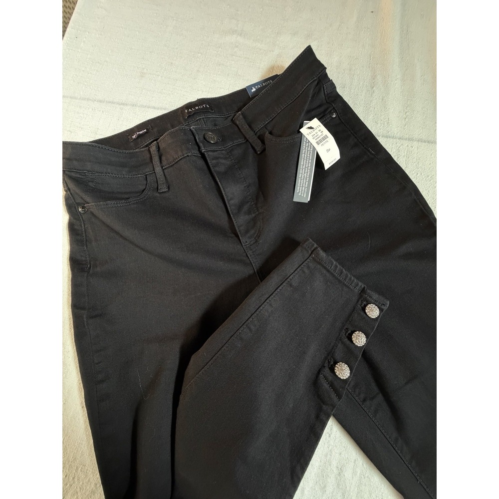 Talbots Women's 8P Jegging NWT High Waist Skinny Ankle Pants Black Button Hem